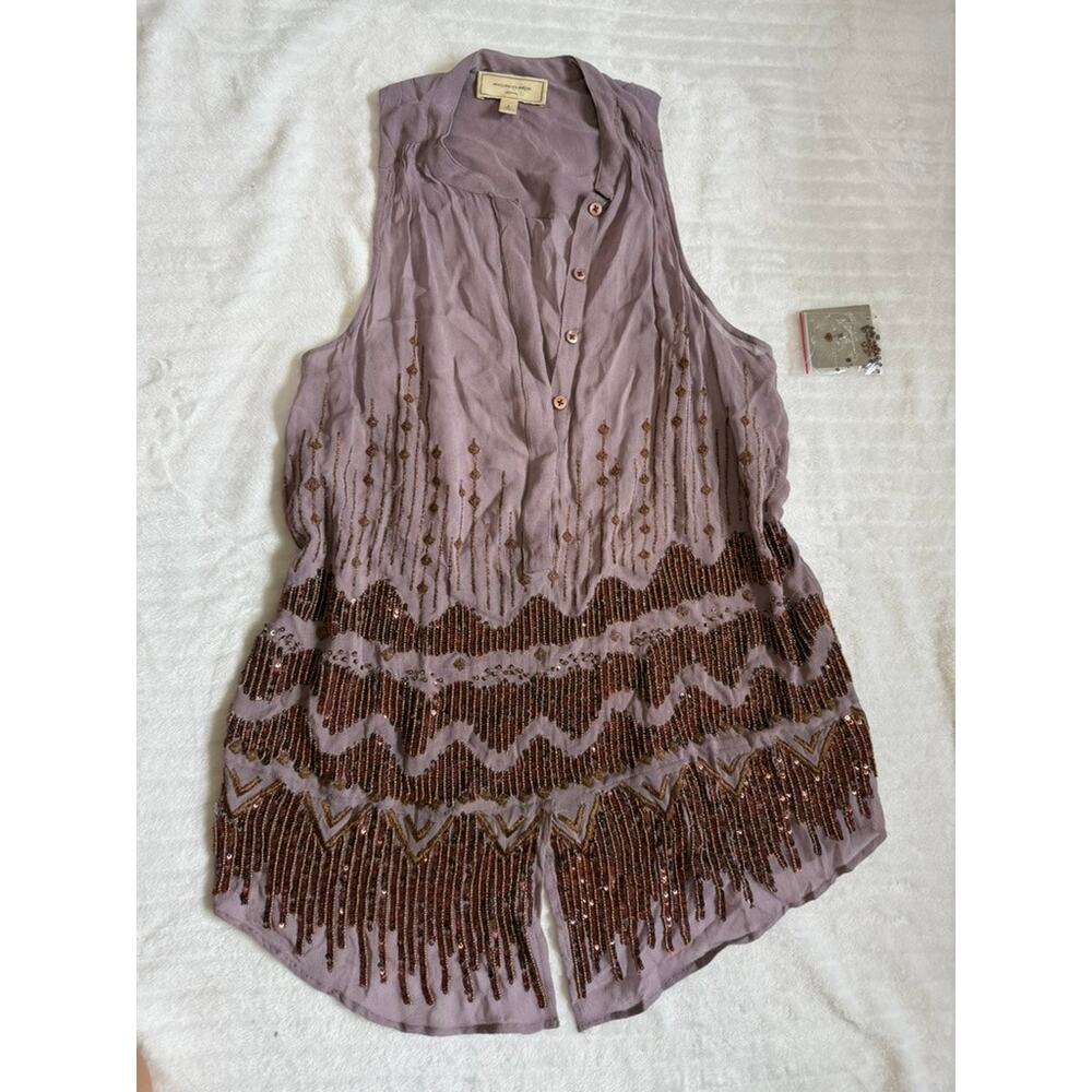 NWT Anthropologie moulinette soeurs Chic Chevron Beaded B Top Boho Chic 4
